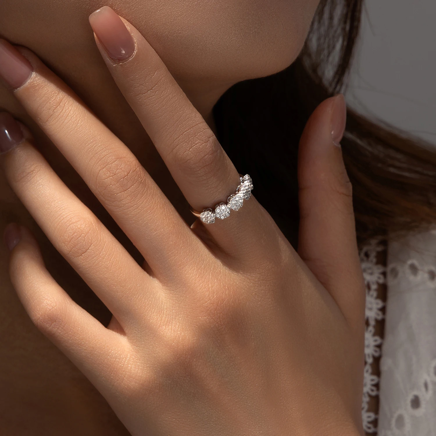YANLOK 925 Sterling Silver Fashion Delicate Geometric Zircon Finger Rings For Women Party Fine Jewelry Accessories
