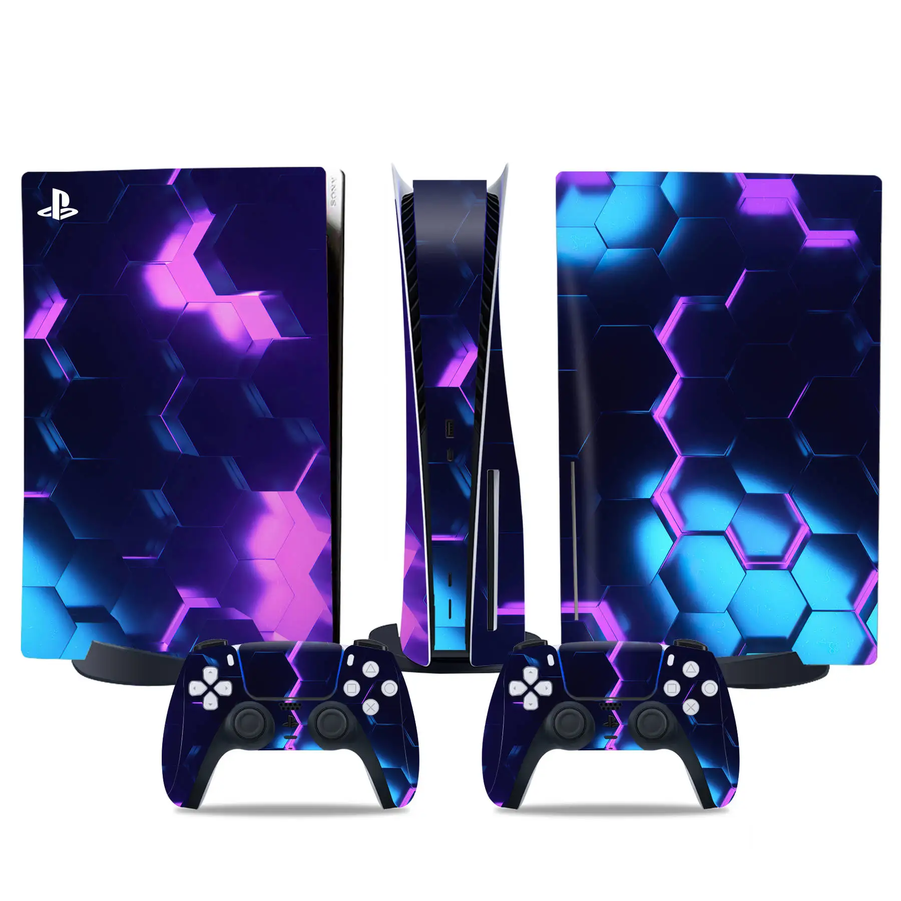 for PS5 Disk Edition Carbon fiber Skin Sticker Decal Cover for PS5 Console and 2 Controllers