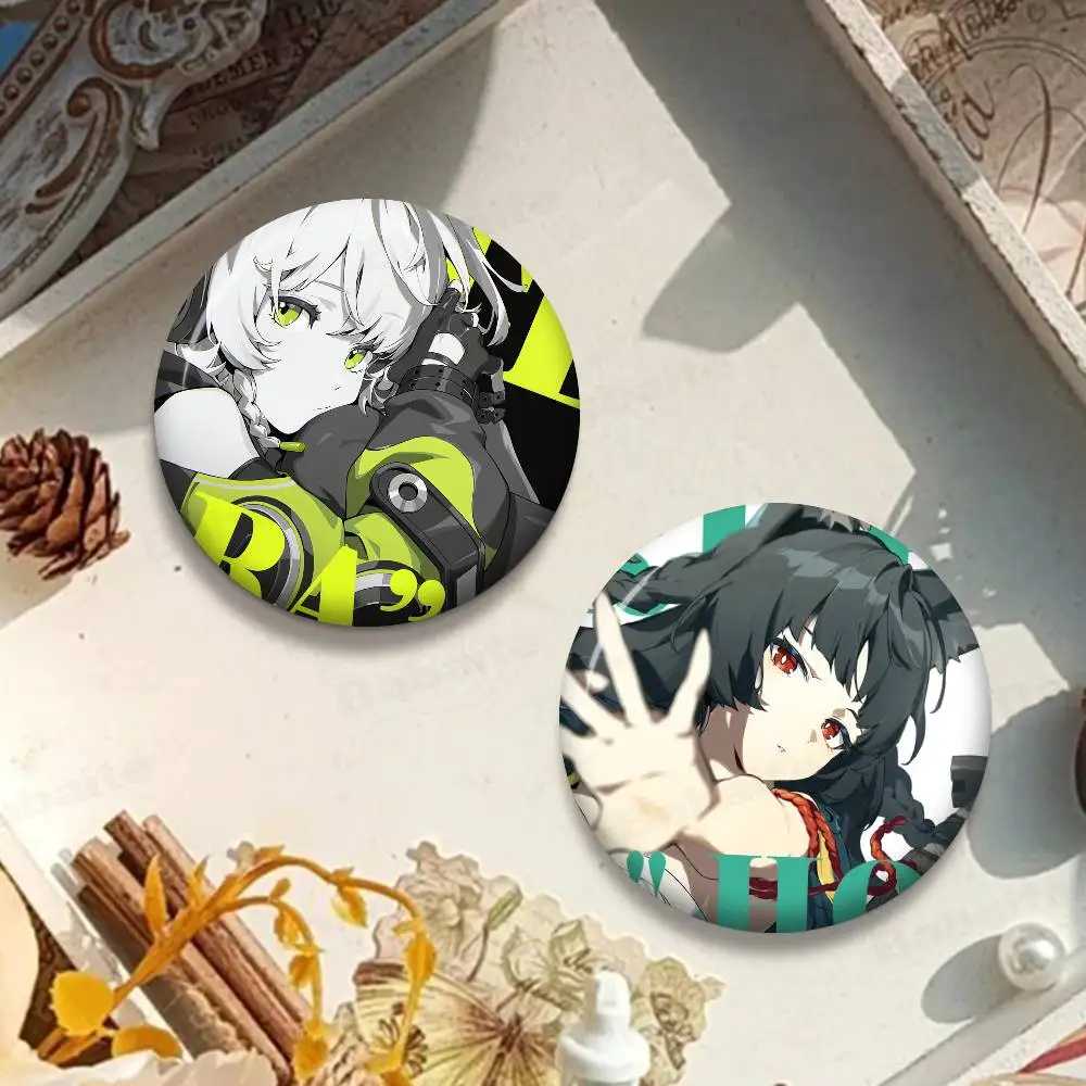 ZZZ Gaming Hoshimi Miyabi 58mm Cute Anime Figure Icon Badge Handmade Tinplate Brooch for Backpack Clothes Chest Ornament Gifts