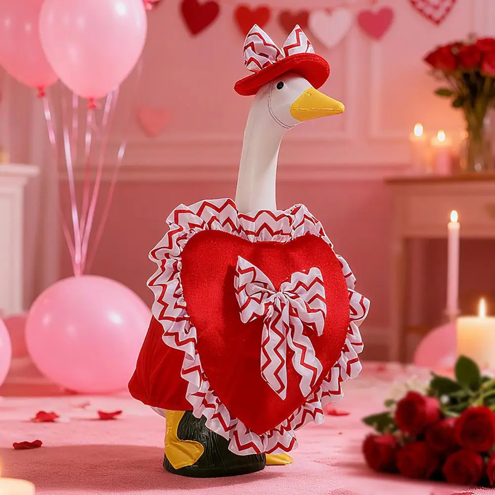 Valentine's Day Goose Outfit Valentine's Day Goose Costume Set 23 Inch Heart-themed Porch Decoration Red for Yard for Porch