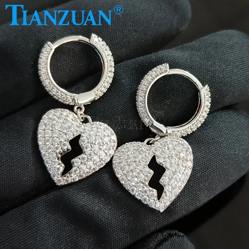 Boucles d'oreilles Moissanite pour femmes, coeur unique exquis, boucles d'oreilles pluie, cadeaux personnalisés, mode