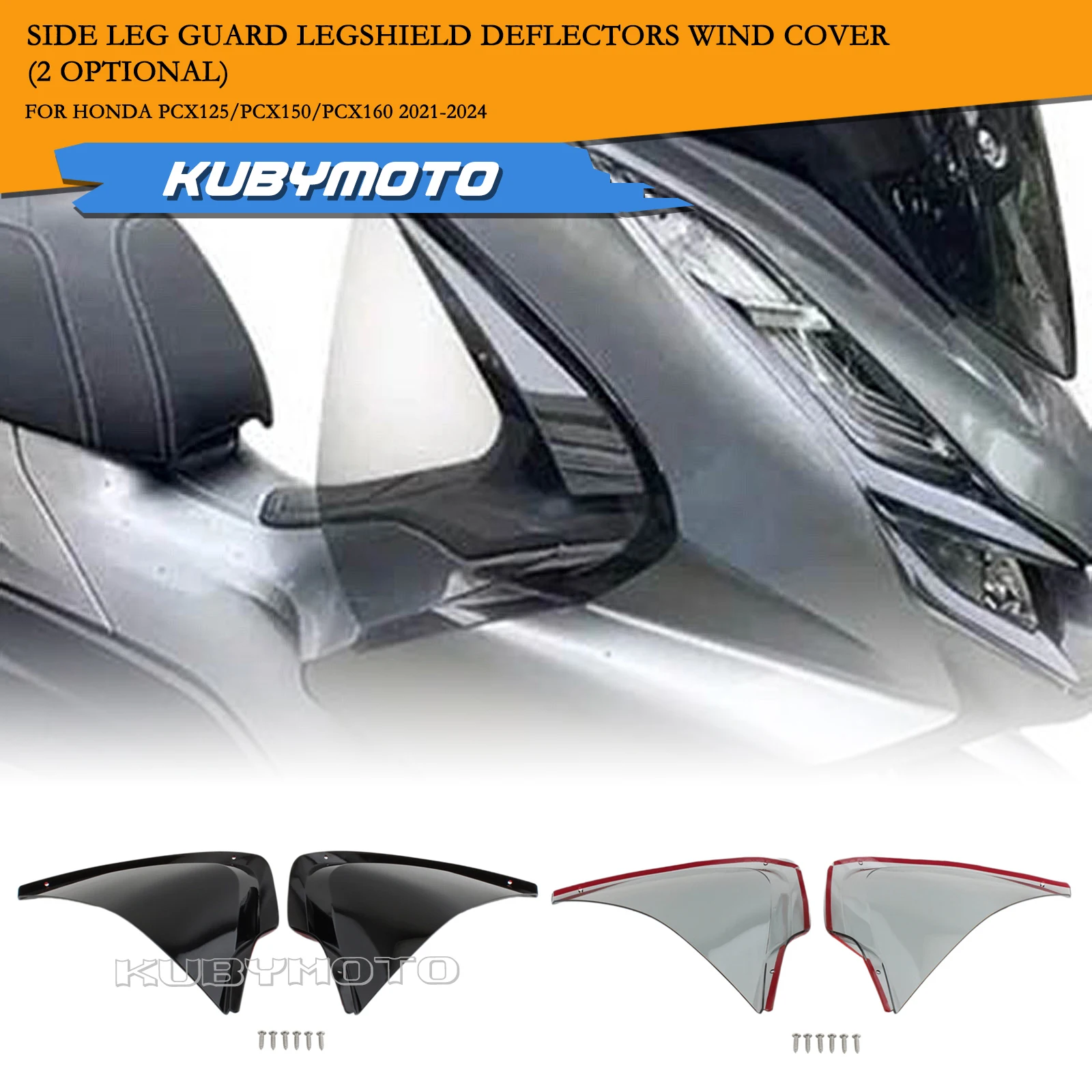 

2 PCS Motorcycle Front Side Leg Guard Legshield Deflector Wind Fairing Cover For Honda PCX125 PCX150 PCX160 2021-2024