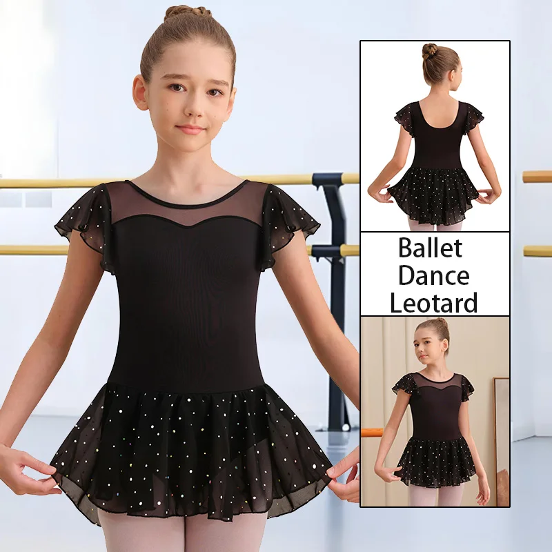 Body da danza classica senza maniche in poliestere per ragazze, per ragazza, ginnastica, danza, canotta, con fodera morbida, manica corta, abbigliamento da ballo