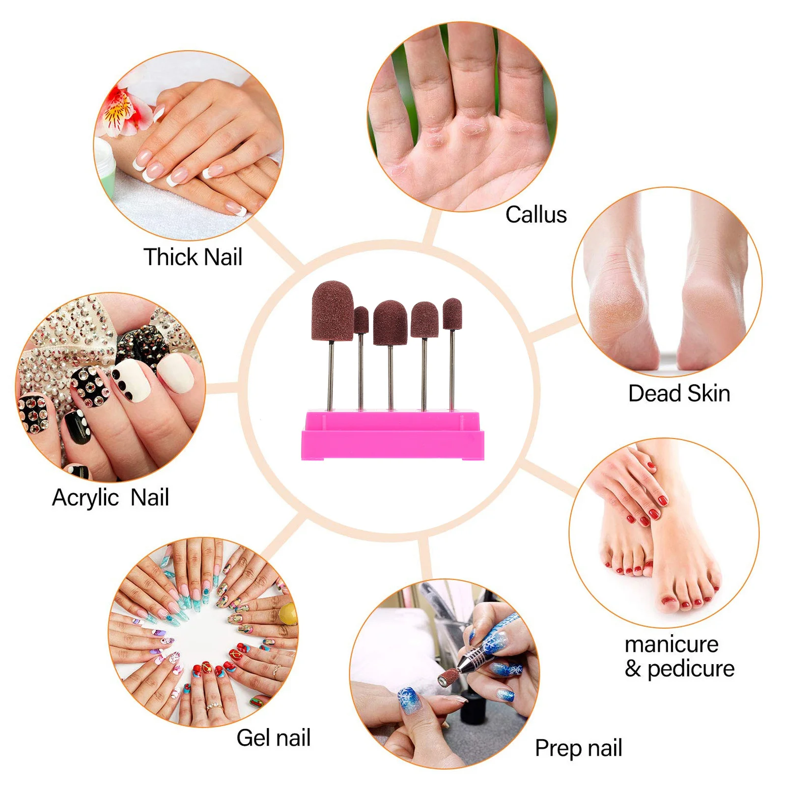 

1Set Nail Salon Sand Ring Hat Set High Quality Manicure Polishing Heads Storage Box Nail Art Tools Accessory Organizer