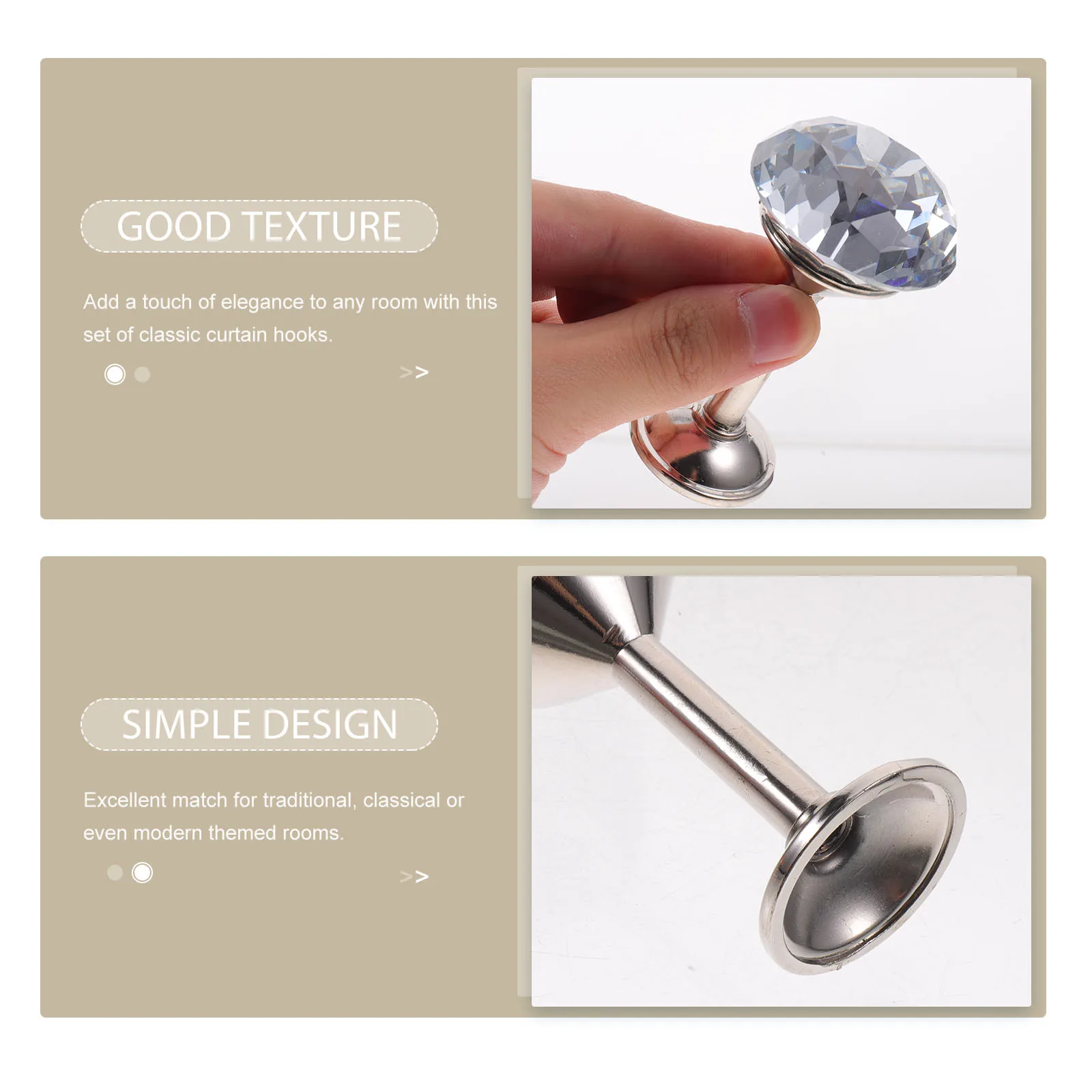 

2Pcs Curtain Tiebacks Silver Zinc Alloy Shiny Big Diamond Design Drapery Tieback for Traditional Modern Rooms Door Tassel