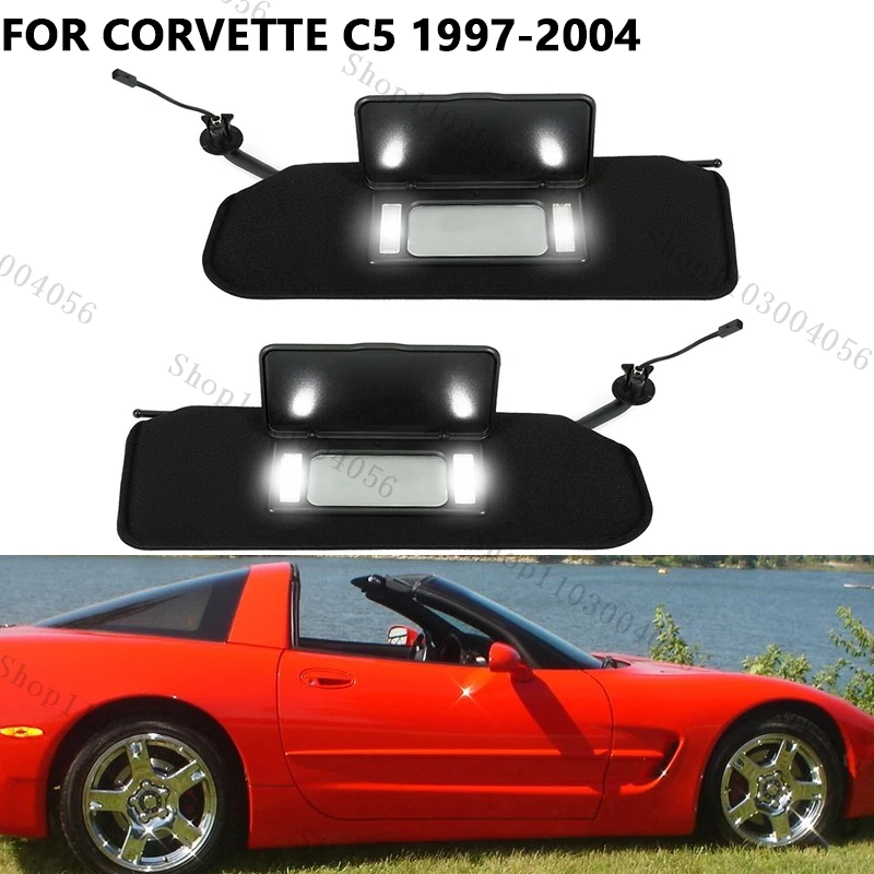 Car Sun Visor Accessories Sunvisor With Mirrors & LED Lights For Chevrolet Corvette C5 1997-2004 10442033 10442034