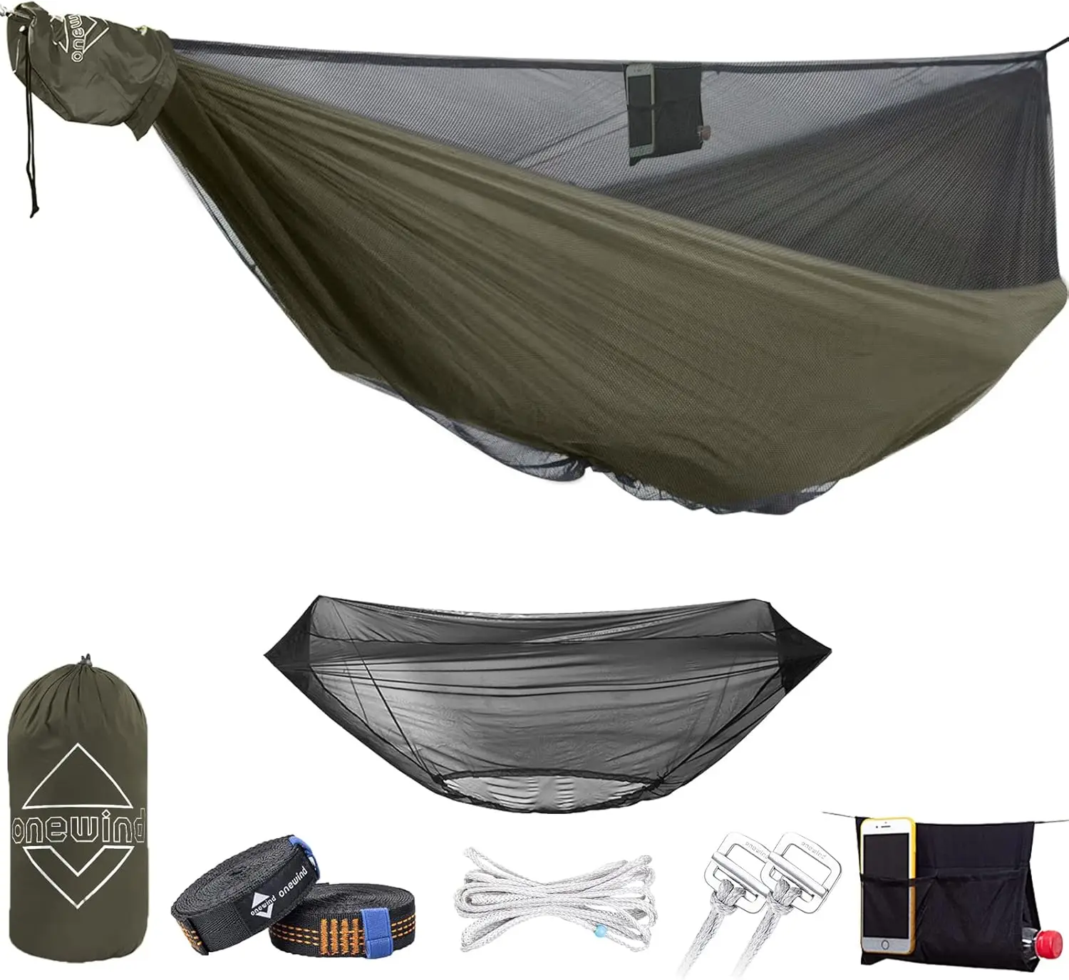 

12Ft Camping Hammock with Mosquito Net, Double Portable Lightweight Ripstop Nylon Durable for Hiking Backpacking