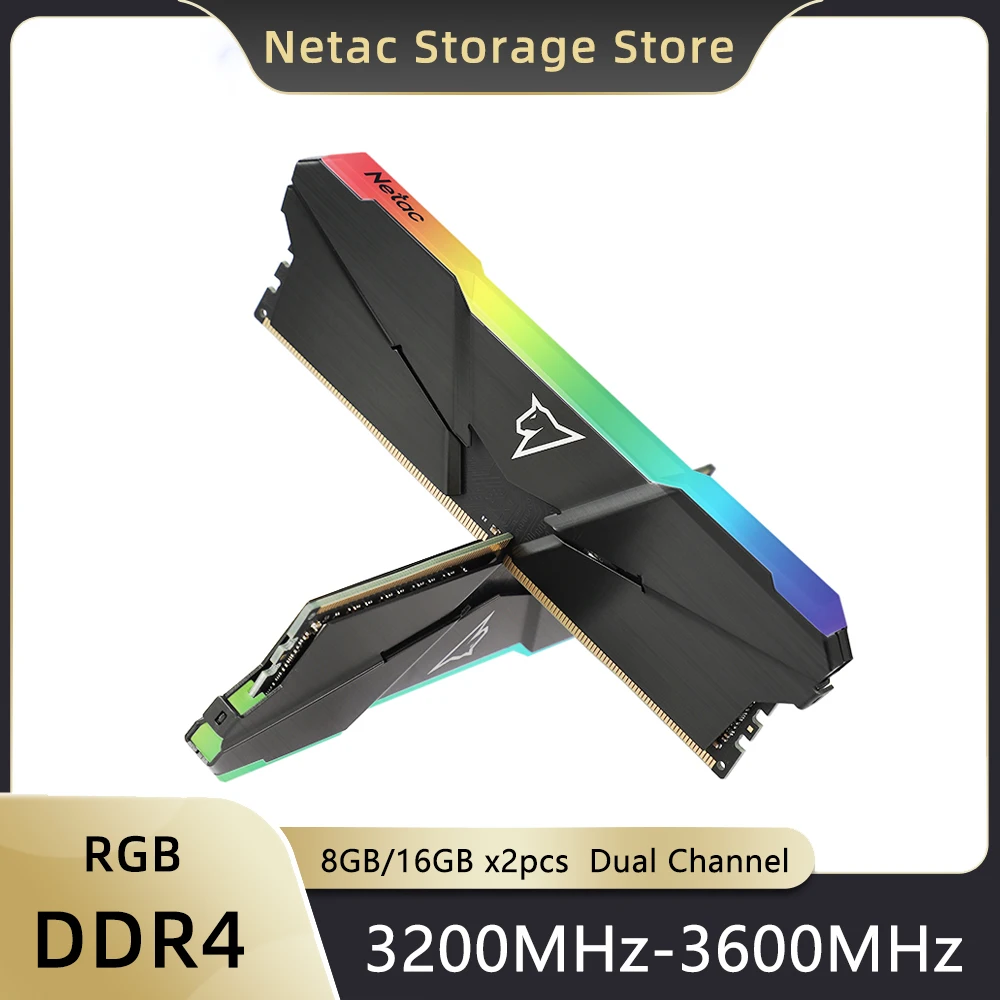 Netac ram ddr4 3600mhz 3200mhz RGB memoria Ram memory DDR 8GB 16GB x2 32GB Ram Memory Modules DDR4 Kits for X99 Motherboard AMD