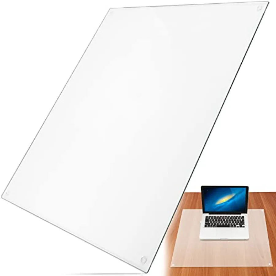

Прозрачный коврик для стола из закаленного стекла - 19 x 24 дюйма, прозрачный - Защитный коврик для стола и рабочего стола для офисных принадлежностей с поверхностью для сухого стирания