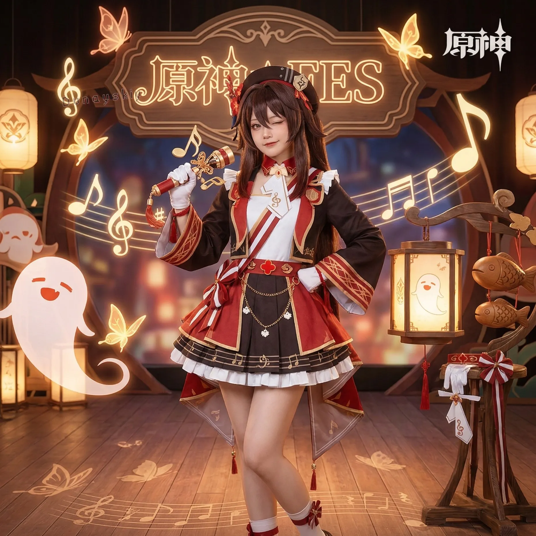 

Дунайский@ # Новый костюм для косплея Ху Тао из Genshin Impact: милый красный наряд айдола, длинные парики, стиль сладкой Лолиты, для Хэллоуина