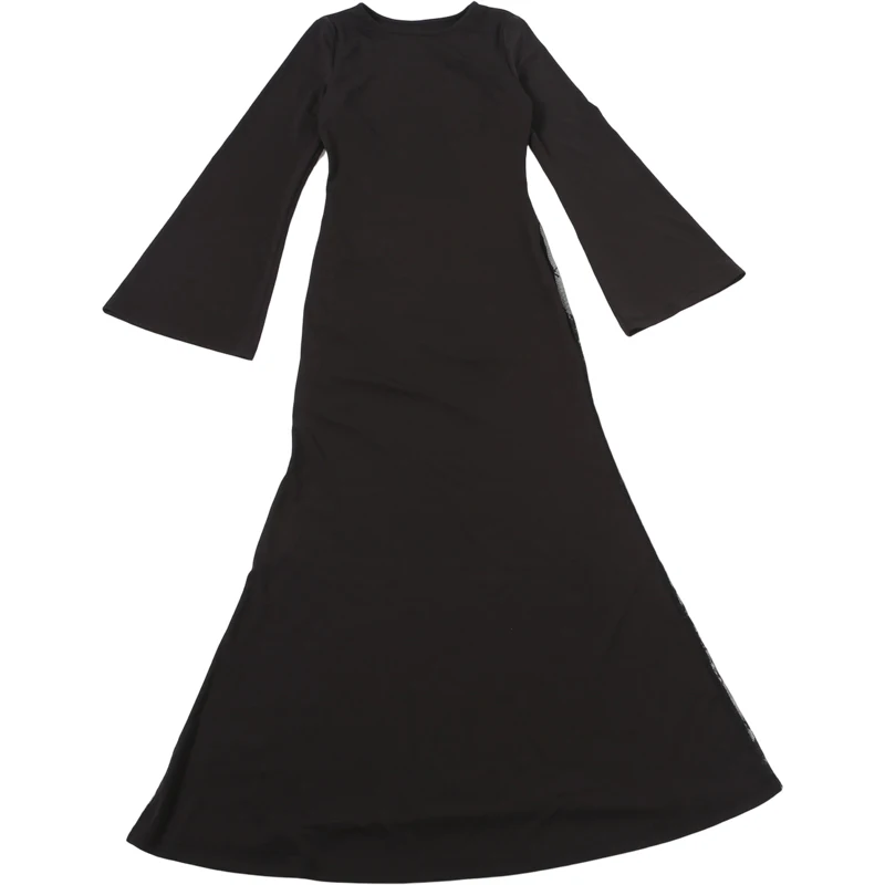 Weird Puss Spitzen-Patchwork-Kleid Damenmode Einfaches O-Ausschnitt Puffärmel Stretch Trend Elegantes Bankett-Party-Club-Langes Bodycon-Kleid – Detail 3