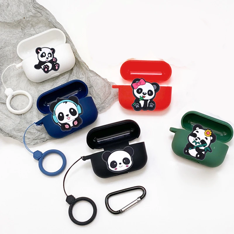 Caso dos desenhos animados panda para 1more evo/neo, bonito silicone caso para fones de ouvido