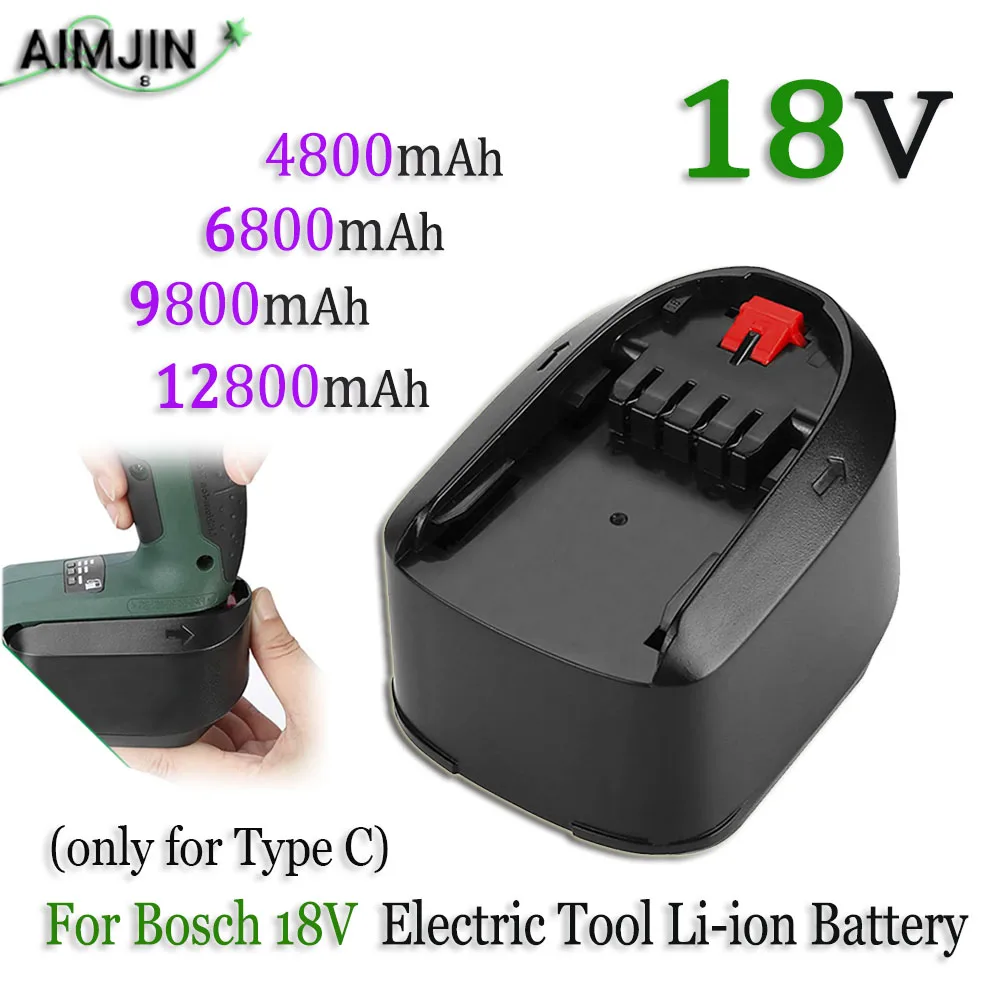 

For Bosch 18V 4.8/6.8/9.8/12.8Ah Tool Battery，Compatible PSB PSR PST 18 Li-2 2607335039 2607335040 2607336208 (only for Type C)