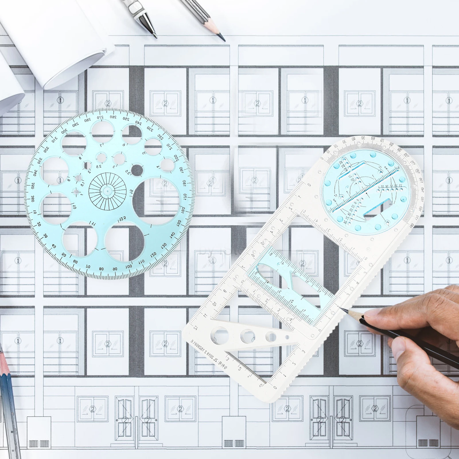 Plastic Geometric Drawing Templates Measuring Scales Rulers For Construction Engineering Art Design Students