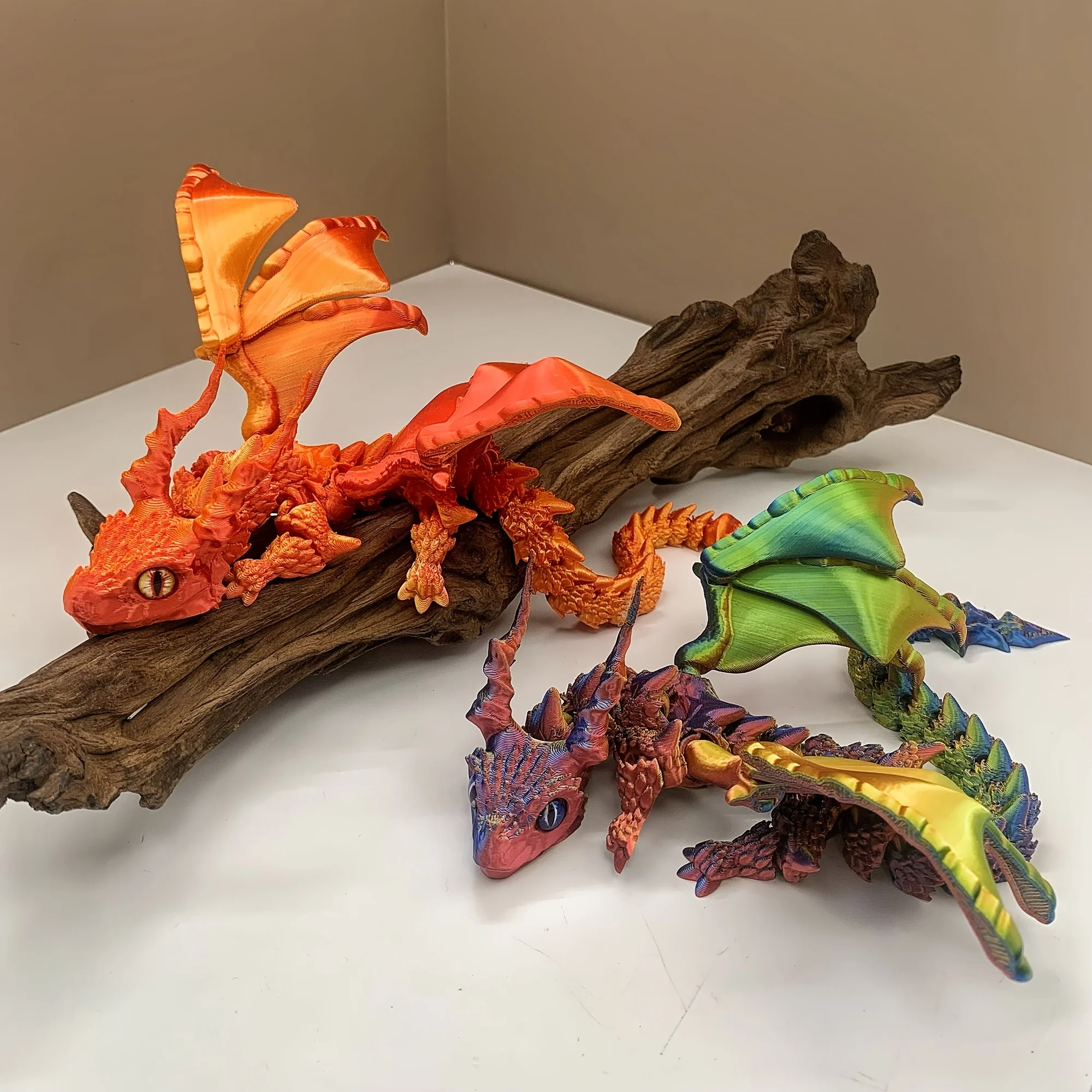 

3D Printing Multi Color Gradient Cool Big Horn Flying Dragon Decoration StereoscopicStatue Ornament Exquisite Flying Dragon Gift