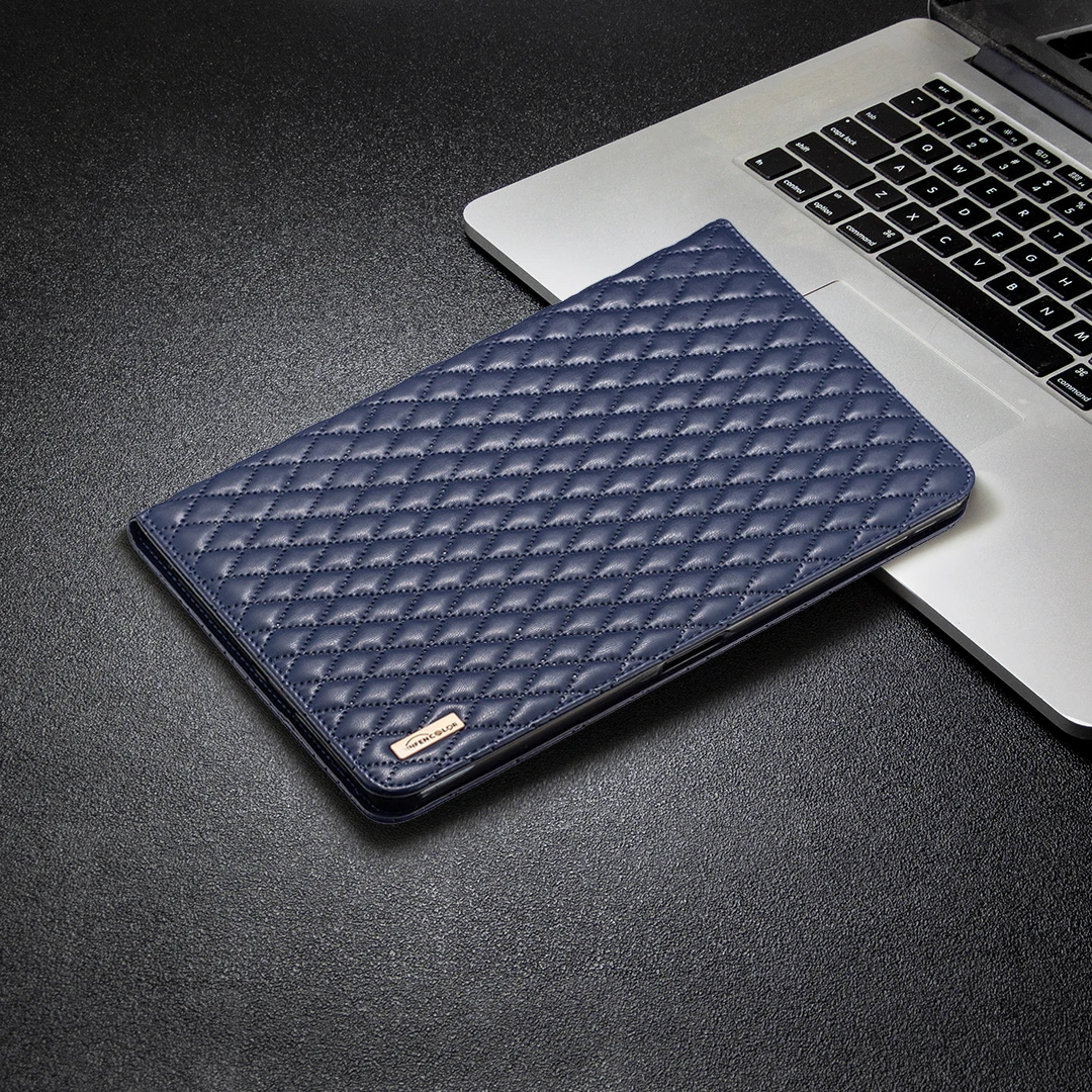 Elegant Diamond Grid Leather Tablet Case with card slot for iPad 9.7 10.2 Pro 10.5 11 inch Mini 654321 soft touch iPad cover