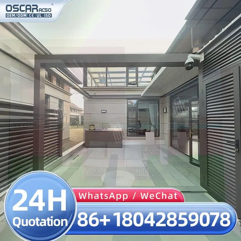 4M x 3M Motorized Bioclimatic Aluminum Outdoor Pergola Powder Coated Frame Easily Assembled with Optional LED for Garden Patio B
