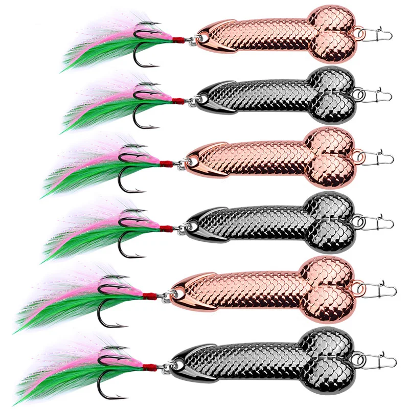 5Pcs Spoon Fishing Lures Set Metal Dick Penis Shape Bait Crankbait Hook 3-36g Metal Sequin VIB Jig Fishing Lures Bait