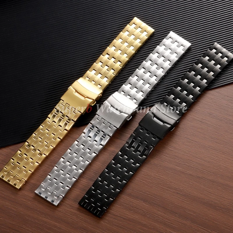 20mm 22mm pulseira de relógio de aço inoxidável para omega fivela dobrável pulseira de metal para seiko masculino feminino esporte ouro pulseira
