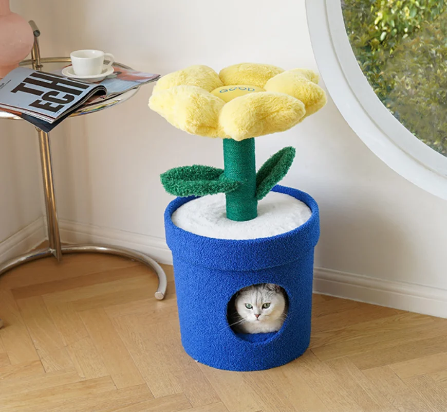 Cute Cat Tree Rich Flower Cat Tower With Scratching Post For Indoors Cats Cute Cat Activity Trees Jumping Platform Cat Condo