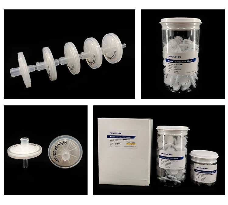 Glass Fiber Syringe Filters Pore Size 0.7um 1.0um 13mm 25mm used as Pre-filter Purification of Organic Solvents and Strong Acids