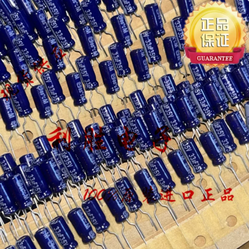 10PCS-100PCS  33UF 35V Fever Sound Capacitor 35V33UF 5 * 11M Blue Robe