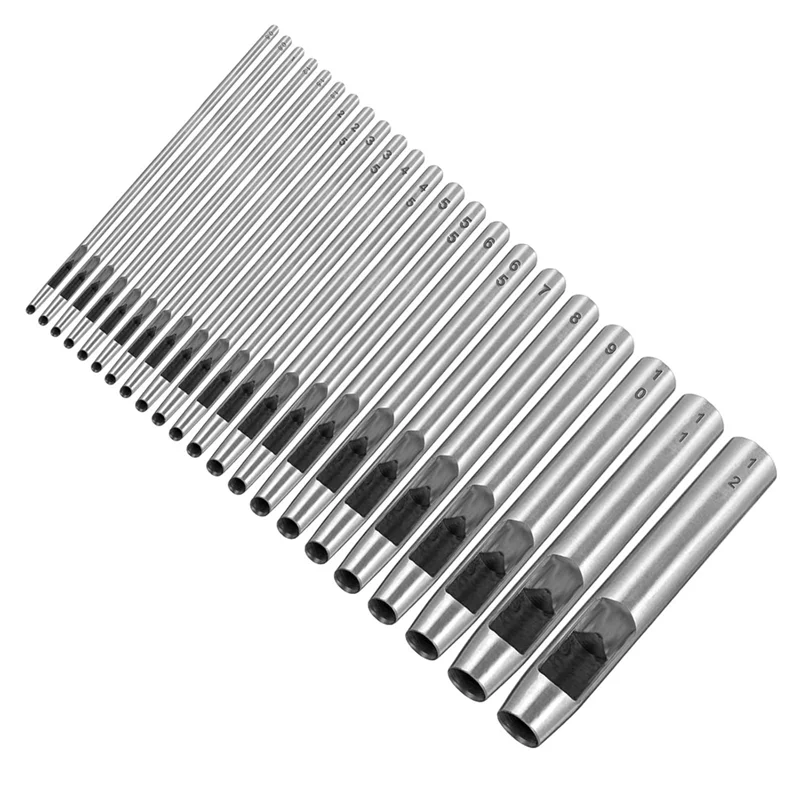 

LLCS-Leather Hole Punch Kit Tool Set 22 Pieces, 0.5- 12 Mm Round Carbon Steel Hollow Belt Puncher For Belts