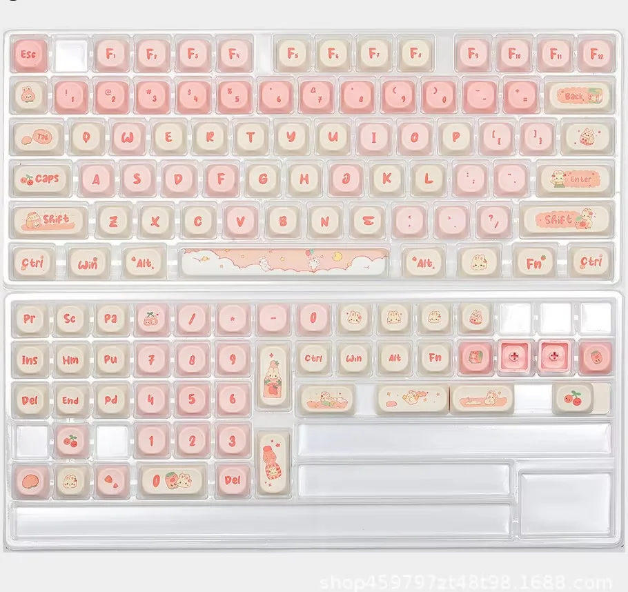 

Pink Tutu Cute Rabbit PBT Sublimation Keycap MOA Height Opacity Cross Mechanical Shaft Universal Keycap