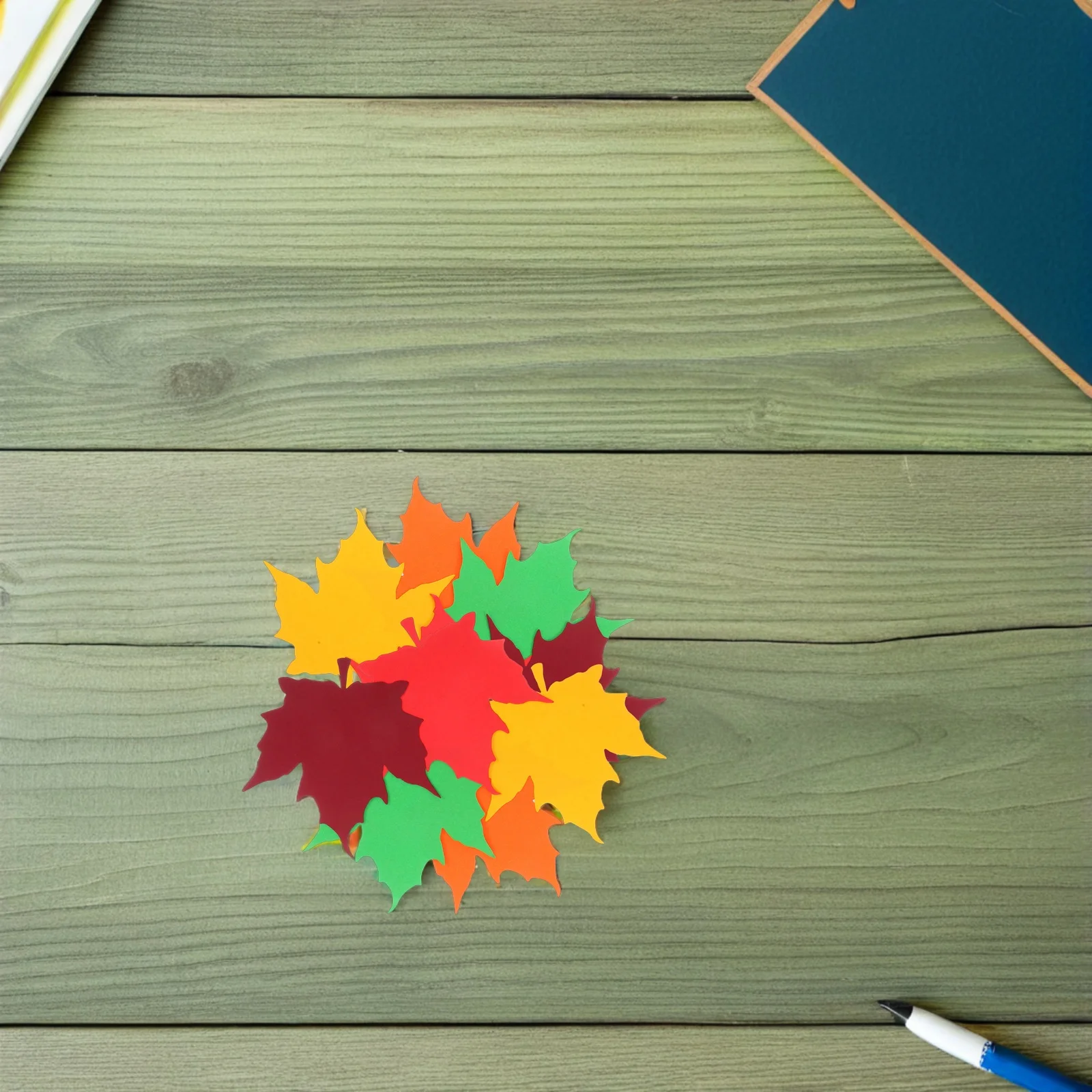 150Pcs Maple Leaves Cutouts Paper Vibrant Fall Leaf Craft Cards for Thanksgiving Bulletin Board Decor Classroom Wall Sticker