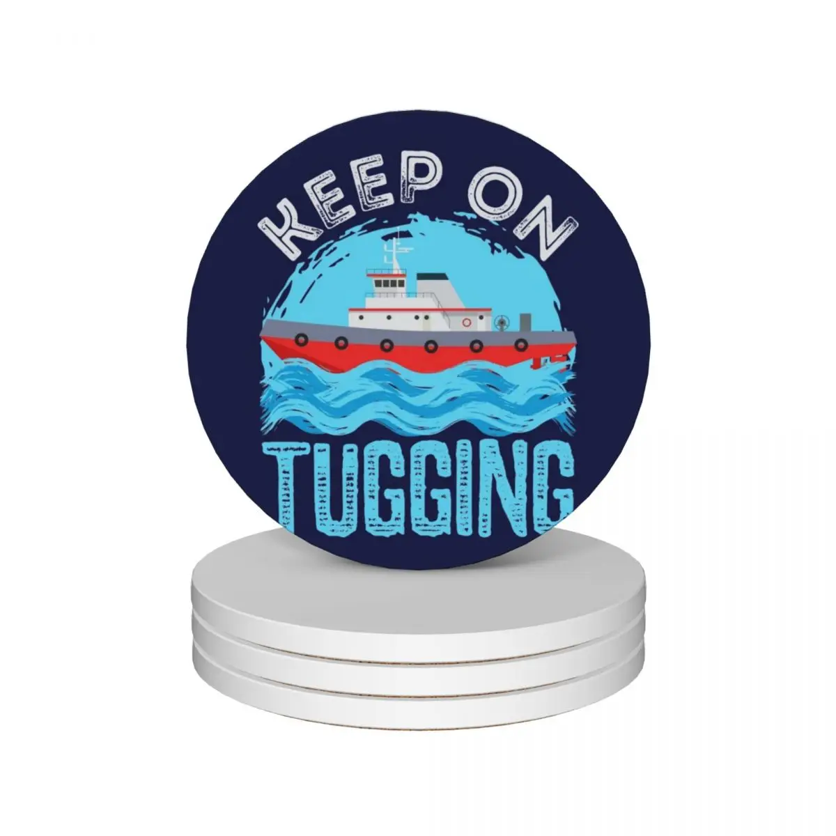 

Tugboat Keep On Tugging Ceramic Coasters (Set of 4) for the kitchen accessories drinks Coasters