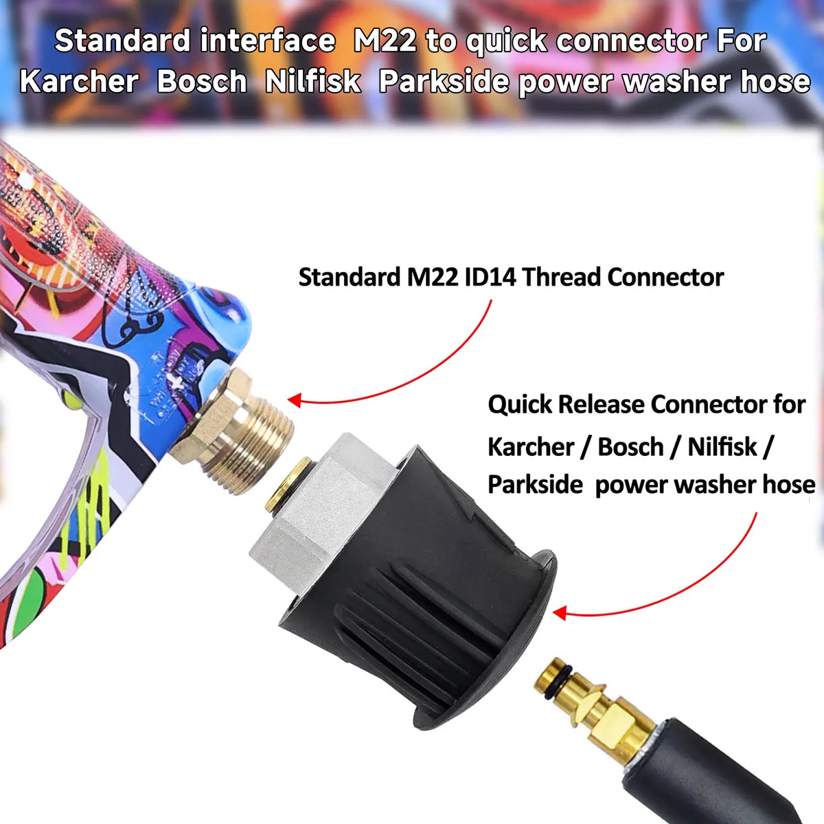 Colored Quick Clean Pressure Water Gun 4080psi/281bar Suitable for House Road Farm For M22 Karcher Lavor Nilfisk Parkside Huter