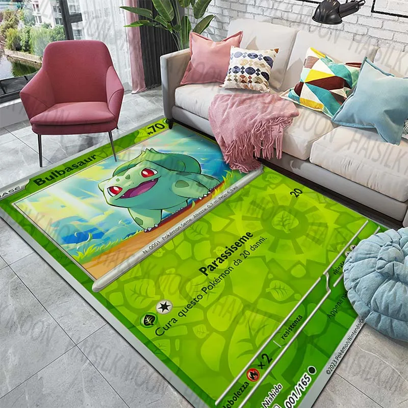 

1PC Pokémon Bulbasaur Venusaur Cards Pattern Carpets for Living Room Bedroom Sofa Floor Mat Anti-slip Rugs Kid's Room Play Mat