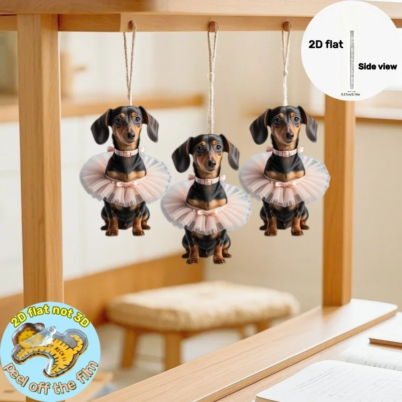 

Adorable 2D Dachshund Acrylic Hanging Decoration Car Rearview Mirror Accessory Fun Home & Keychain Decor Ideal Holiday Gift