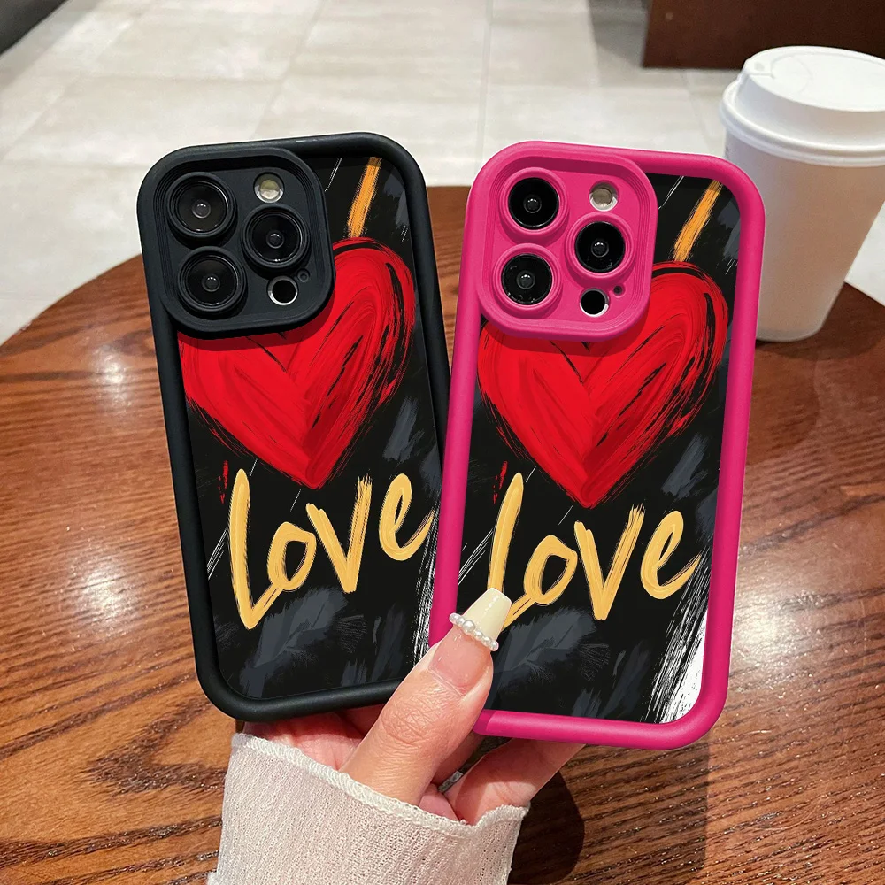 Vintage Love Heart Silikon-Handyhülle für iPhone 17 Pro Max 16 15 14 13 12 11 7 Plus SE 8 XS Air stoßfeste Hüllen Cover