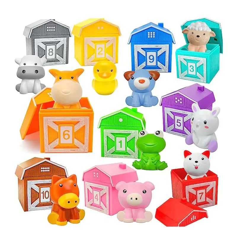 Kids Animal Matching House Montessori Toys Animal Finger Sleeve Puppets Counting Matching Color Sorting Games Sensory Toys Gifts