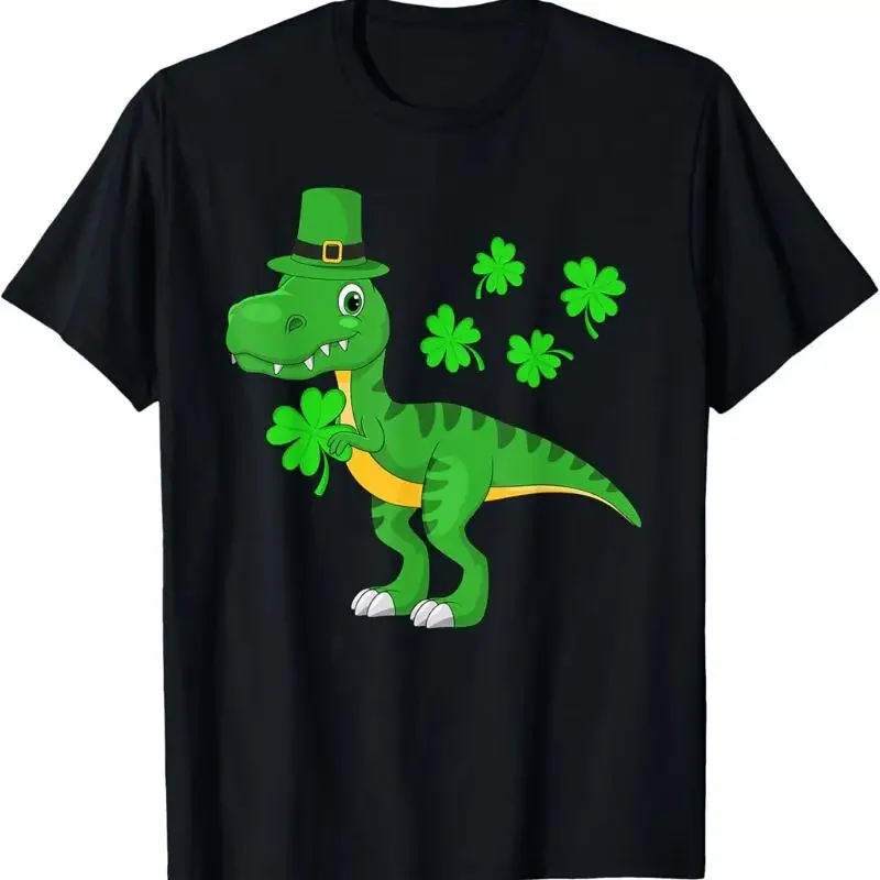 St Patricks Day Dinosaur Shamrock Leprechaun Hat Kids Boys T-Shirt