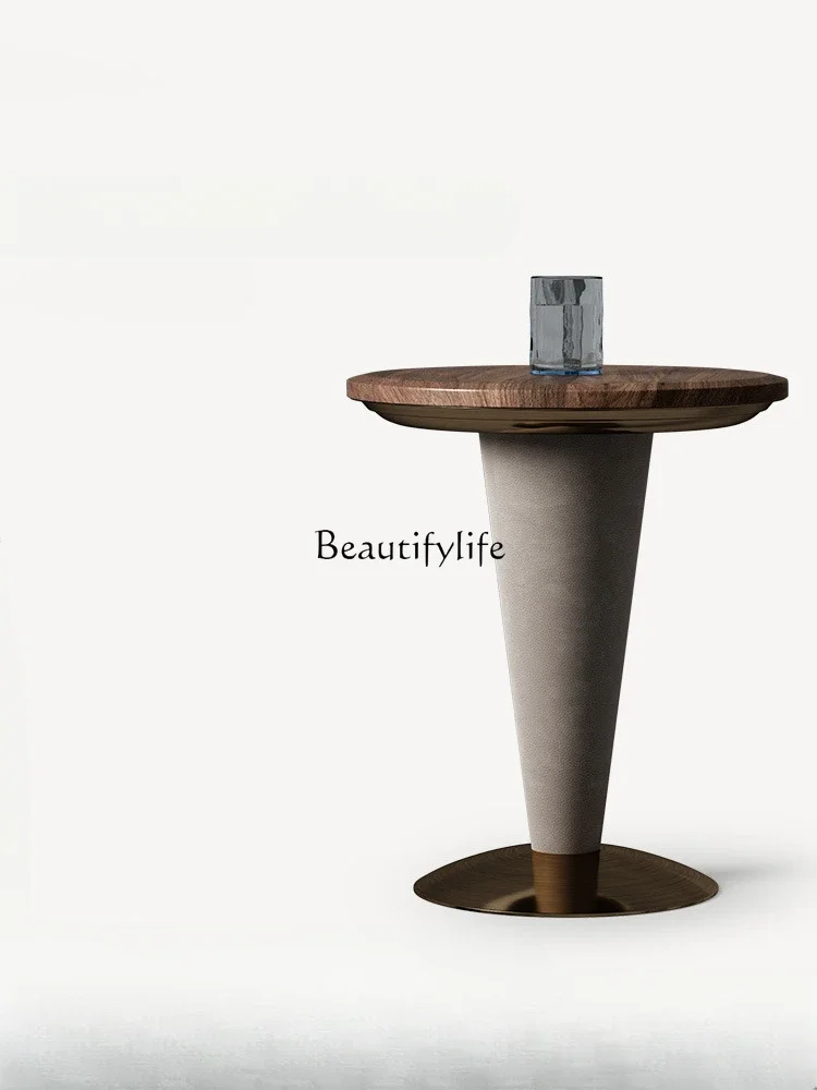 

LD33Black Walnut Solid Wood Art Sofa Side Table Large Flat Living Room Light Luxury Corner Table