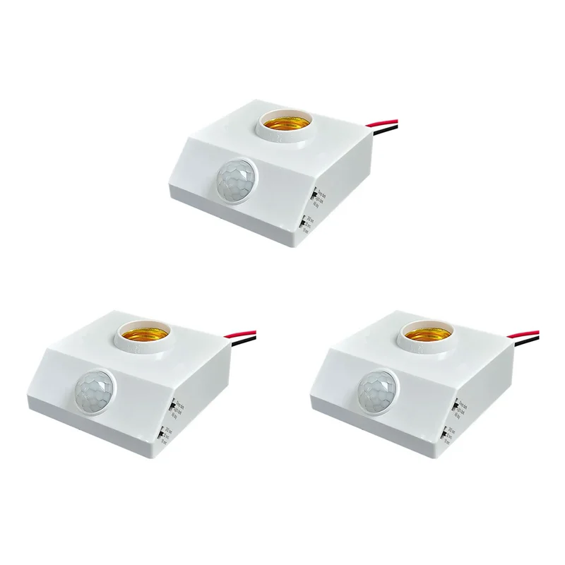 

LICE-3X E27 LED Bulb Holder PIR Human Body Infrared Sensor Lamp Holder 220V With Regulate Switch Motion Detector Lamp Base