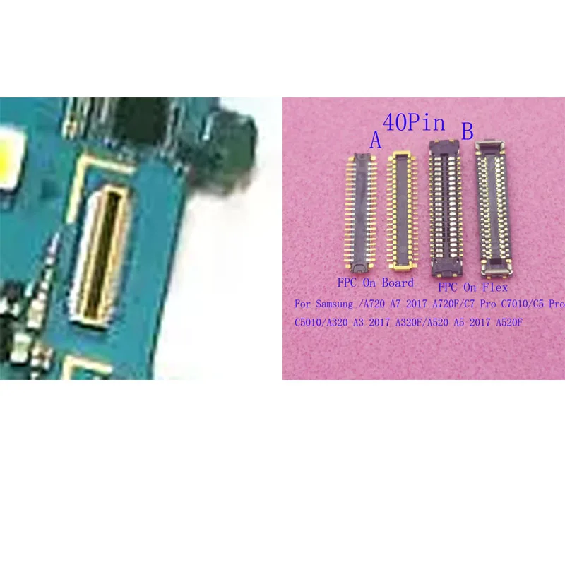 2-10Pcs FPC Plug Connector LCD Display Screen For Samsung Galaxy A320F A520 A720 C7 C5 Pro A3 A5 A7 2017 C5010 C7010 40 Pin Jack