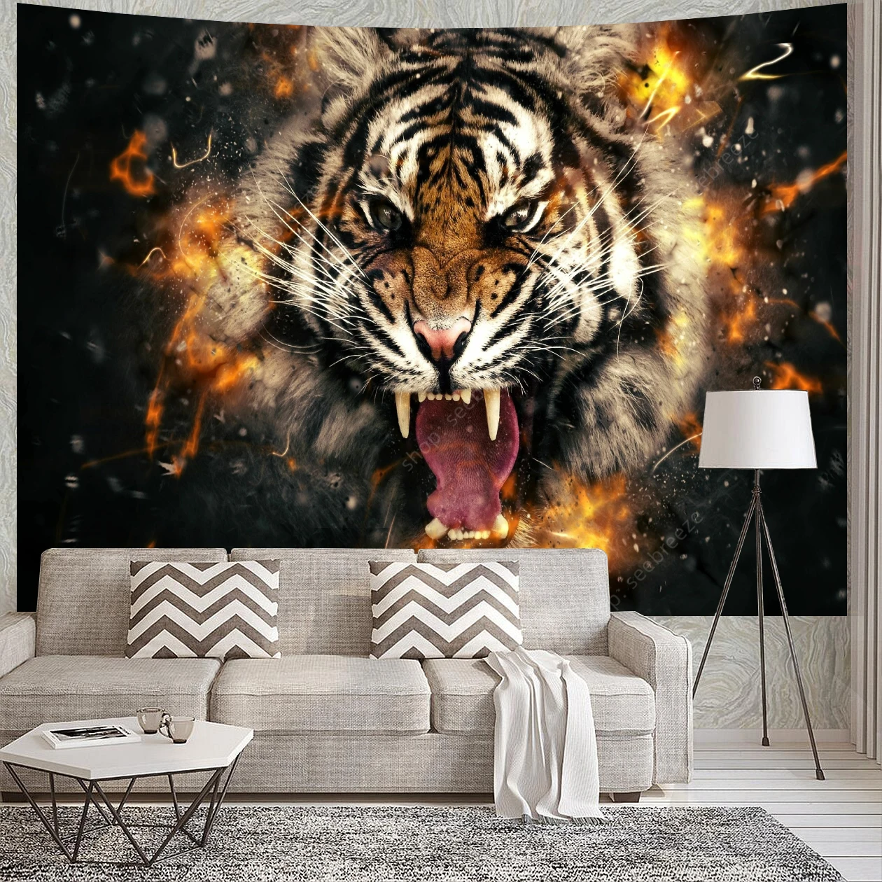 Fierce Tiger Tapestry Wall Hanging for Bedroom Living Room Collage Dorm Decor Gothic Home Decor Outdoor Carpet Gift for Friends