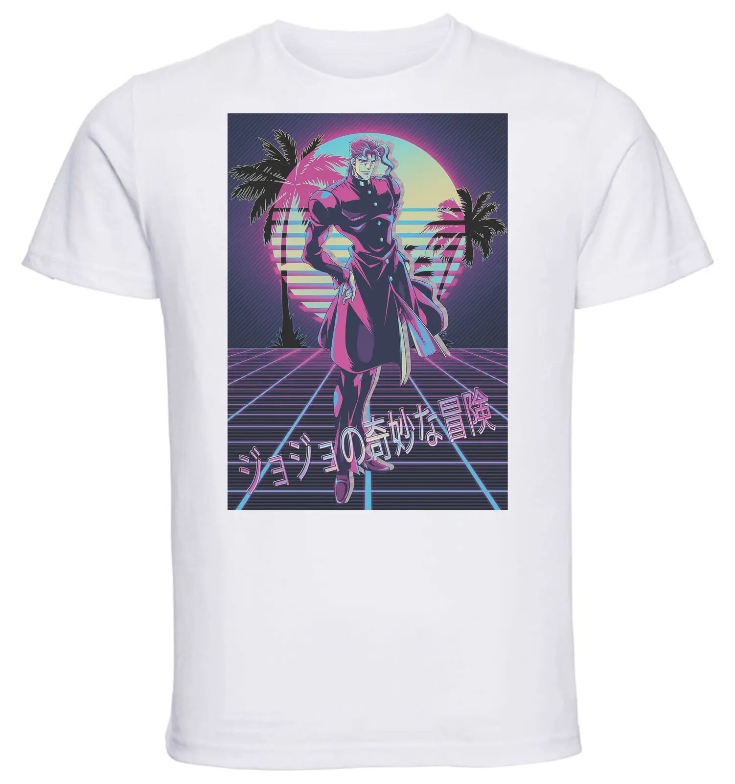 

White T-Shirt - White Knit - Vaporwave Jojo - Noriaki Kakyoin V2-