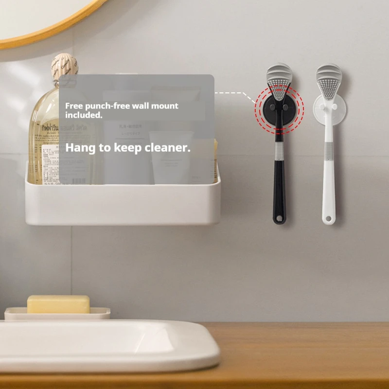 Tongue Cleaner Individually Packaged with Hanging Rack Antibacterial Soft-Rubber Tongue Scraper