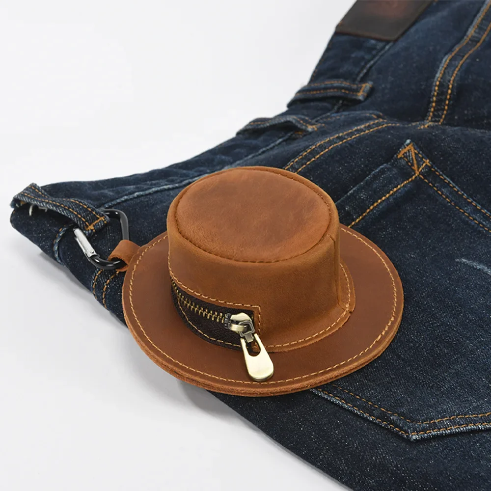 Dompet Koin Berbentuk Topi Lucu Tempat Koin Gesper Pendakian Gunung Gantung Pinggang Kulit Asli Kantong Koin Lucu Tahan Lama untuk Sekolah