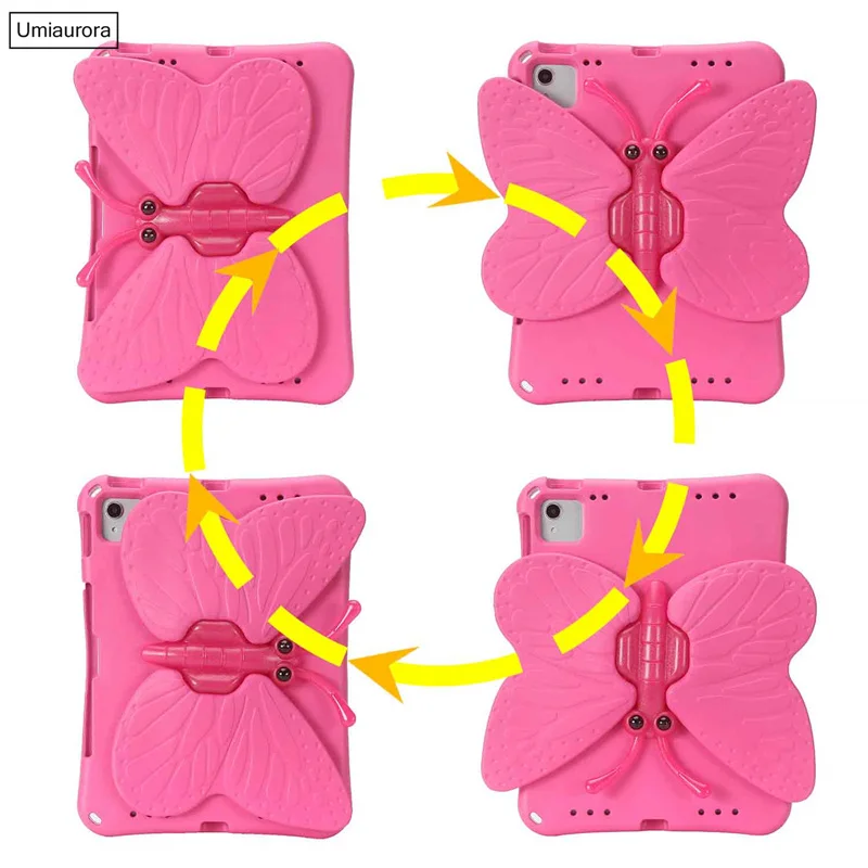 

For IPad 9.7 10.5 Air 7 6 5 10.9 Pro 11 12.9 13 inch M2 M3 M4 M5 Kids Portable Shockproof EVA Tablet Case Stand Butterfly Funda
