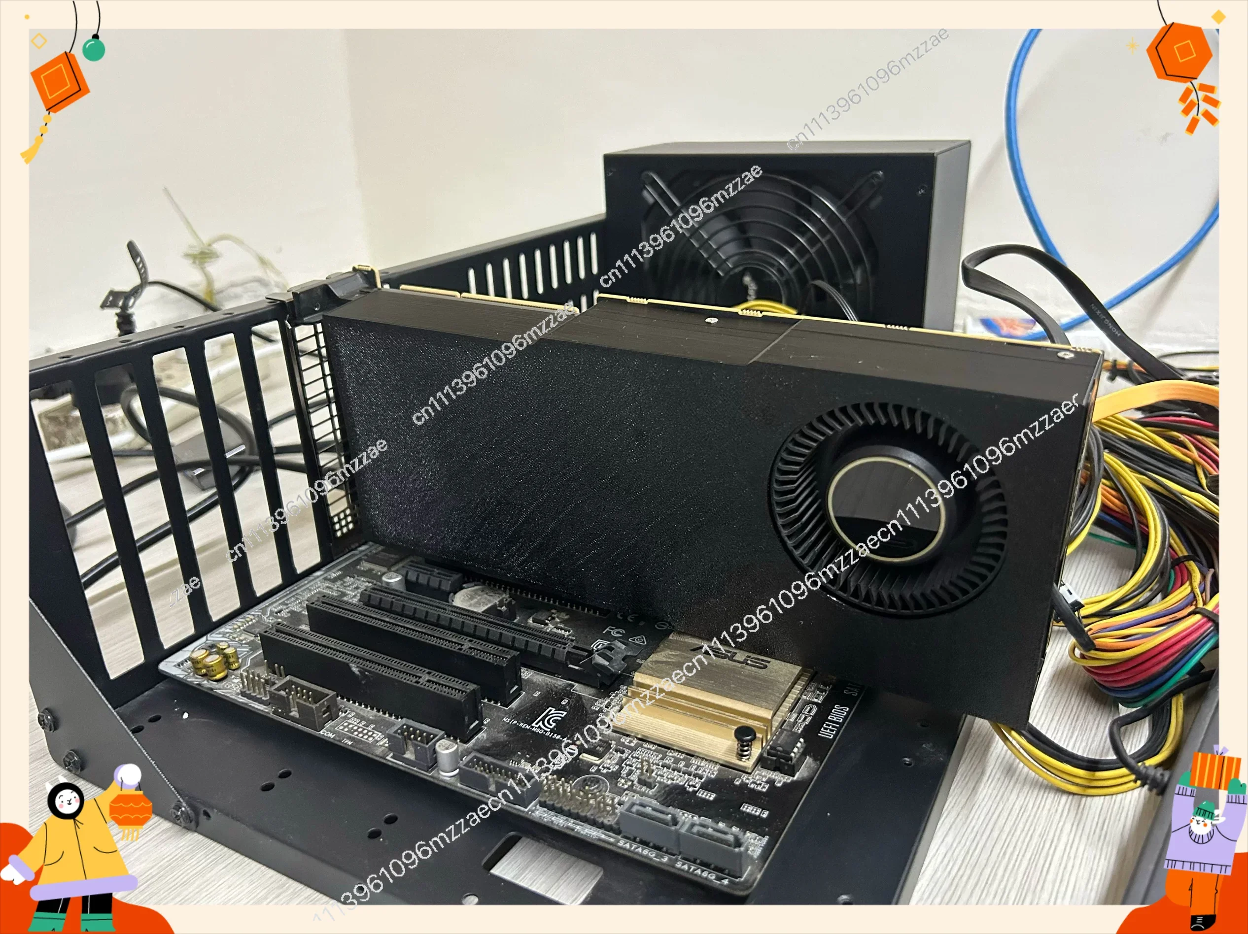 Mi50 Graphics Card Cooling Retrofit Kit, Built in Turbo Fan GPU Cooler, Replacement Heatsink for AMD Mi50