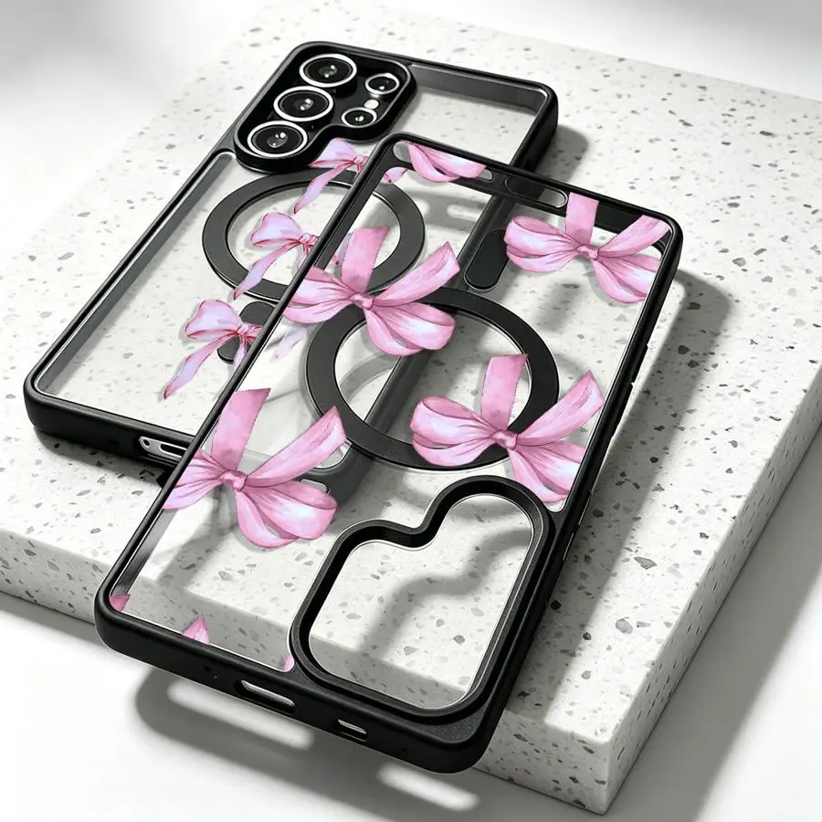 Back Phone Cover Case for Samsung Galaxy S26 Ultra S22 S25+ S23 S23+ S22+ S26+ S25 Plus S24 FE S24+ Cartoon Cute Bow