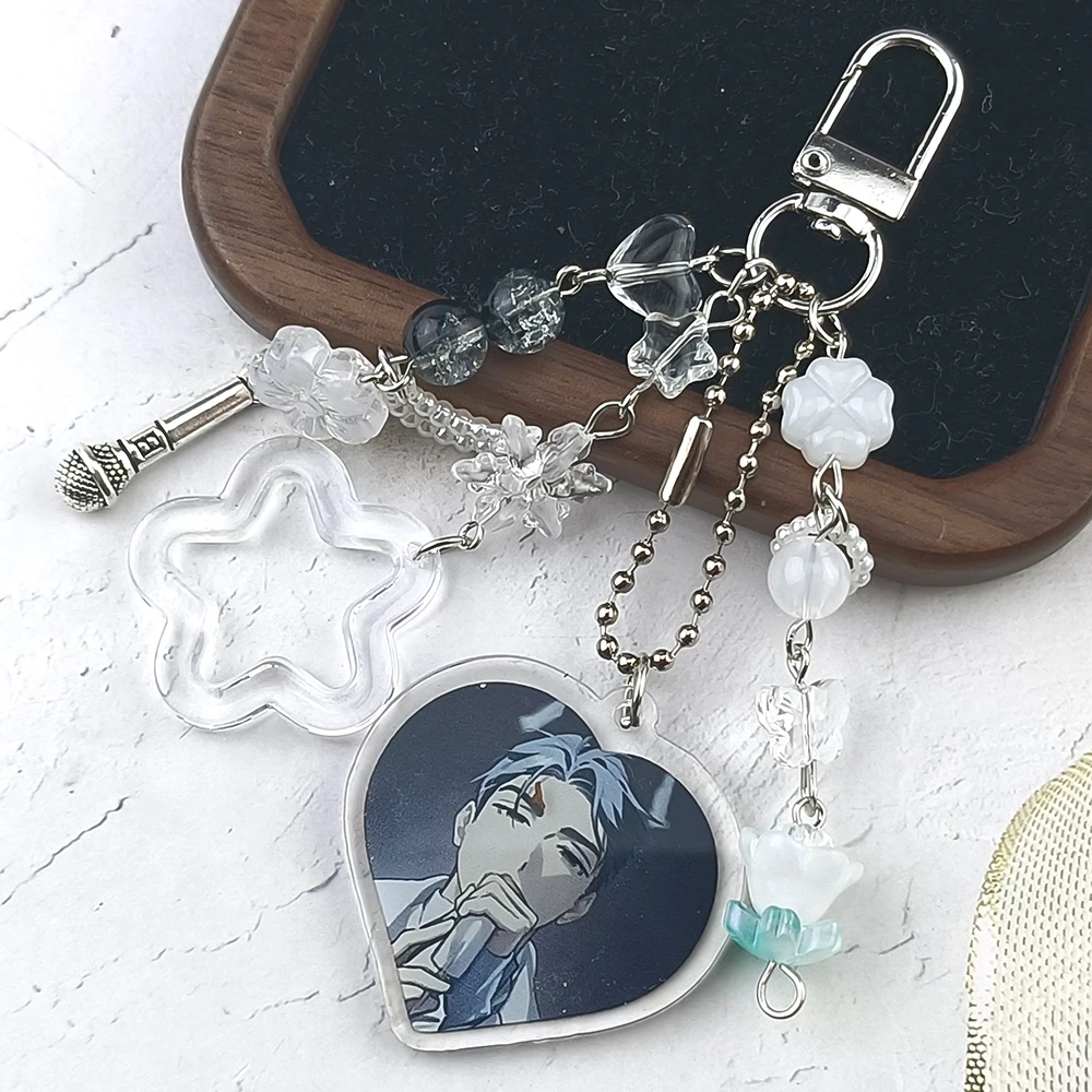 Alien Stage Perlen-Schlüsselanhänger Herz Acryl-Anhänger Ivan Till Anime-Figur Handy-Charm Handgefertigte Perlenkette Rucksack-Ornament Geschenk