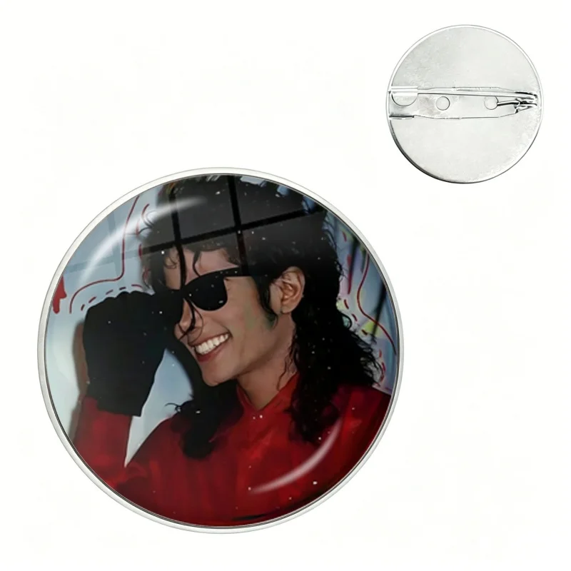 Thriller Dangerous M-Michael J-Jackson Pin Glass Round Brooch Cosplay Nijigen Otaku Culture Badges 25mm