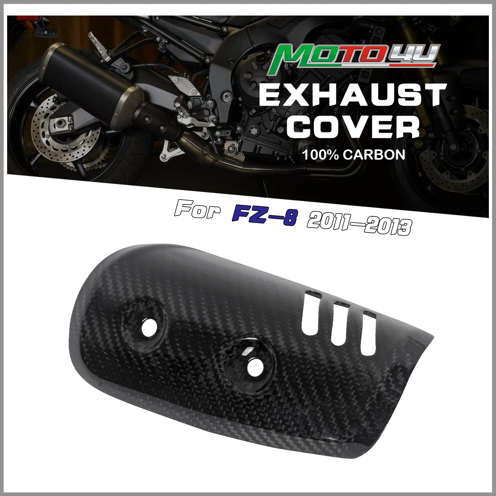 For Yamaha FZ-8 FZ8 2011 2012 2013 100% Carbon Fiber Exhaust Cover Motorcycle Exhaust Protector HeatShield