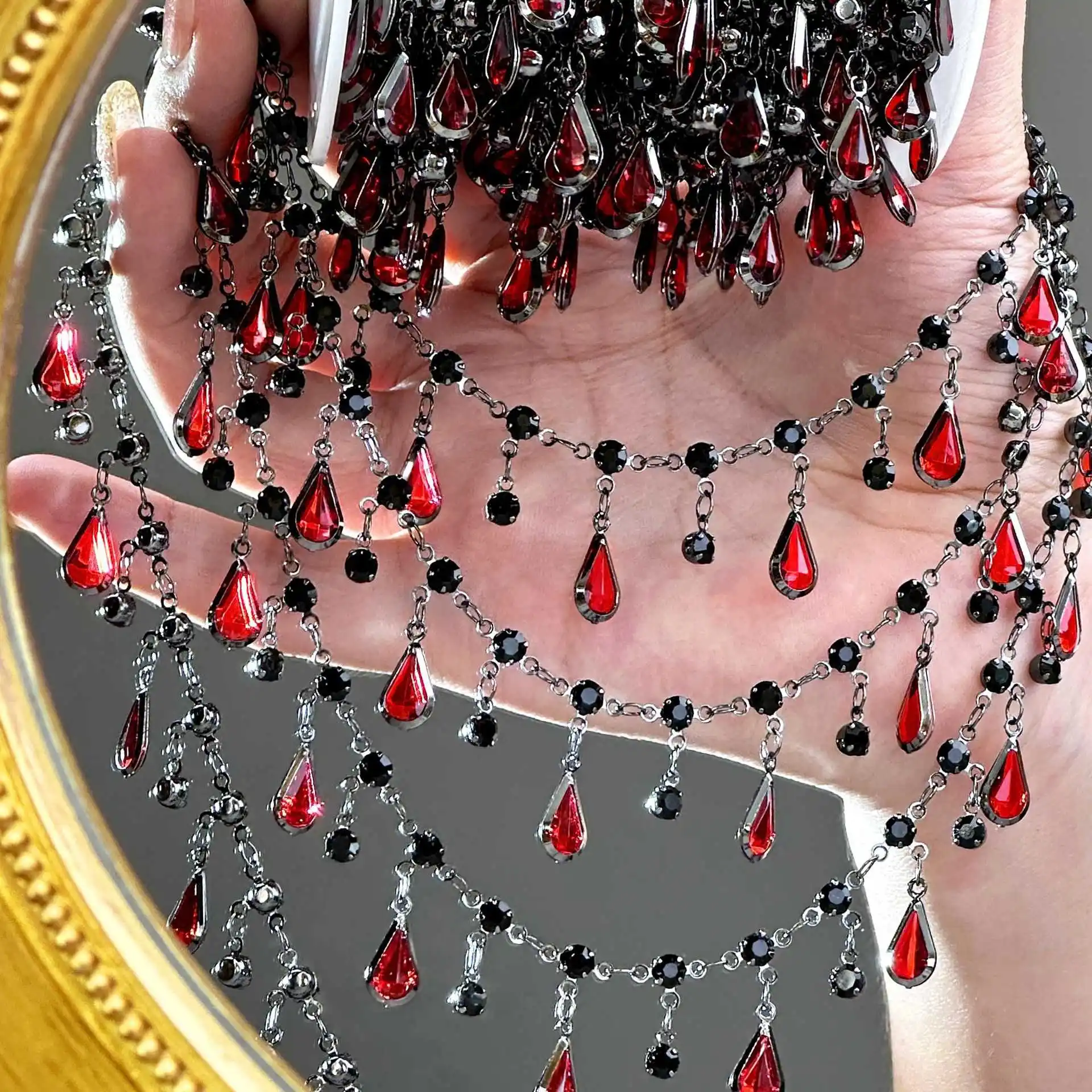0,5/1/2 Exquisite Tropfenförmige Strass-Quaste Handgefertigte Kette DIY Halskette Armband Damen Schmuckzubehör Bekleidungsmaterialien – Detail 3